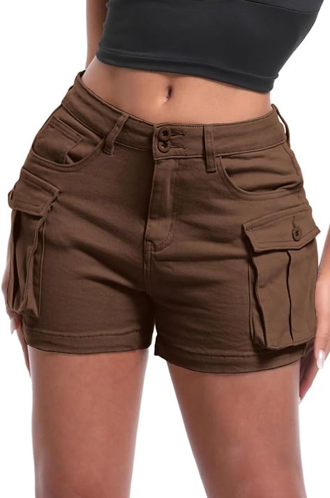 ELLEVEN Womens Cargo Shorts with Pockets Cargo Shorts for Women Cargo Shorts Women Women’s Cargo Shorts Short Shorts Cargo Shorts Y2K Womens Summer Shorts Arm Green Large at Amazon Women’s Clothing store Womens Cargo Shorts, Womens Cargo, Cargo Shorts Women, Short Cargo, Shorts Y2k, Womens Summer Shorts, Shorts Cargo, Jeans For Short Women, Women Cargos