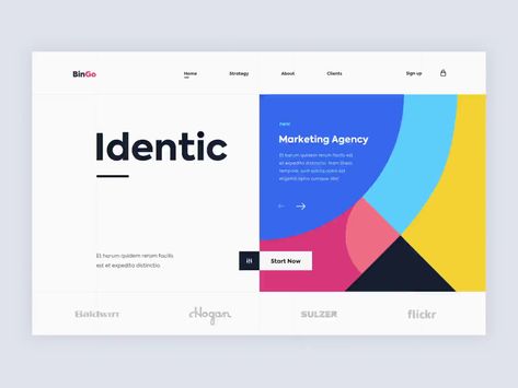 Landing page - BinGo by Outcrowd Ui Design Mobile, Ui Animation, Fotografi Digital, Ui Design Website, Modern Web Design, Web Ui Design, Design Websites, Website Design Layout, Web Design Trends