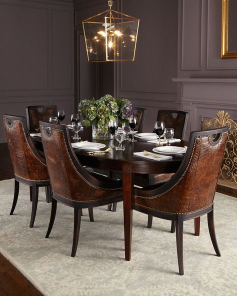 Old Hickory Tannery Cinda Leather Dining Chair Brown Dining Room, Old Hickory Tannery, Leather Dining Room Chairs, Leather Dining Chair, Old Hickory, Dining Room Table Decor, Luxury Dining Room, Elegant Dining Room, Luxury Dining