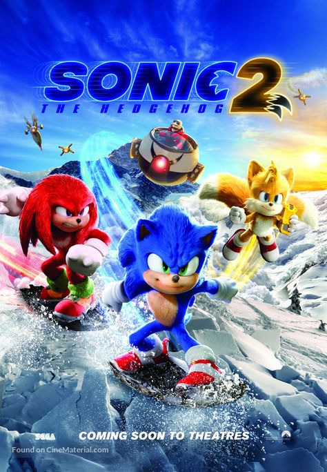 Sonic the Hedgehog 2 (2022) movie poster Sonic The Hedgehog Movie, Sonic The Hedgehog 3, Mario Day, Movie Sonic, Sonic The Hedgehog 2, Knuckles The Echidna, Sonic Dash, Sonic The Movie, Sonic Movie