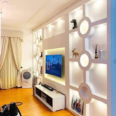 30 Enchanting And Modern Gypsum Board TV Wall Units - Engineering Discoveries Lcd Wall Design, Tv Stand Modern Design, Tv Wall Units, Tv Unit Design Modern, Wall Unit Designs, Pop Tv, Modern Tv Wall Units, Tv Unit Decor, Stairs In Living Room