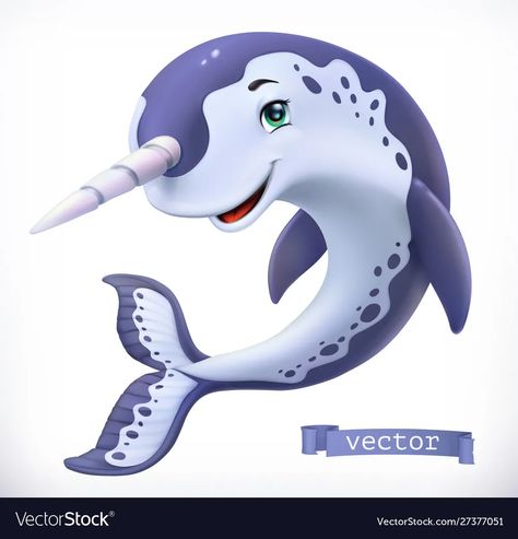 Narwhal Art, Cute Narwhal, 3d Vector, Clownfish, 3d Icons, Clown Fish, Cartoon Icons, Narwhal, Tropical Fish