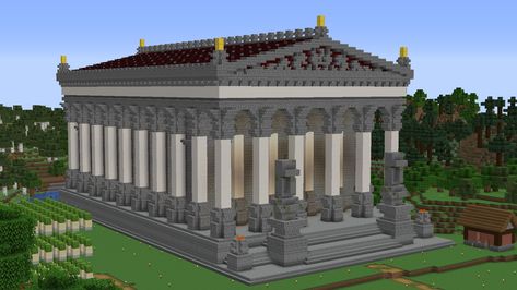 Minecraft Stone Temple, Minecraft Parthenon, Roman Temple Minecraft, Minecraft Roman House, Rome Minecraft, Minecraft Roman Builds, Minecraft Greek Buildings, Roman Minecraft, Greek Minecraft