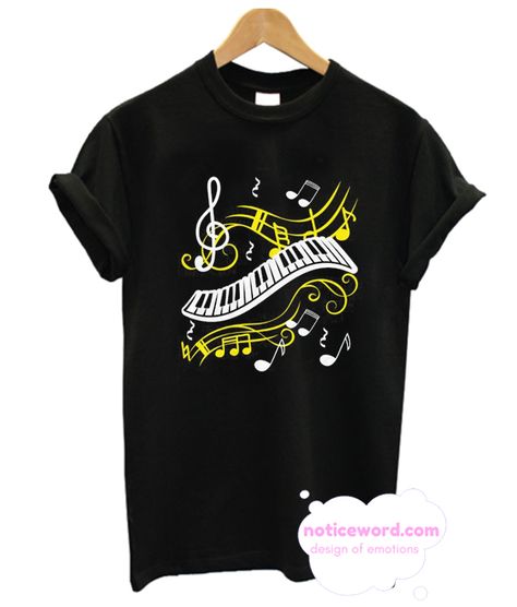 Piano Musical T Shirt Kaos Oblong, Musical Note, Direct To Garment Printer, Fabric Painting, Comfortable Outfits, Black Gray, Piano, Shirt Style, Shirt Designs