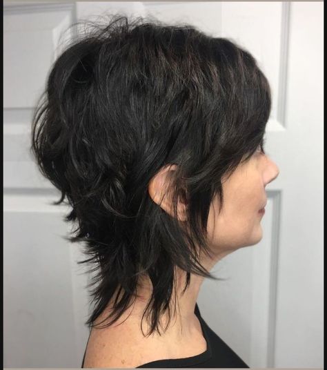 Mixi Haircut Style, Edgy Short Shag Haircut With Bangs, Short Layered Mullet, Choppy Mullet, Short Shag Mullet, Holistic Salon, Pixie Shag, Short Haircuts Ideas, Shag Hair