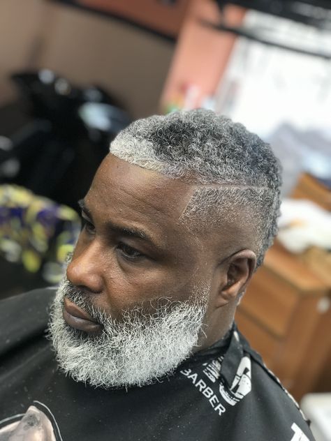 Skin Taper MoHawk Philly Beard Curly Top 😜 Nasty Grey Hair Black Man, Taper Mohawk, Skin Taper, Short Curly Mohawk, Grey Hairstyle, Black Men Beard Styles, Grey Hairstyles, Older Mens Hairstyles, Black Hair Cuts