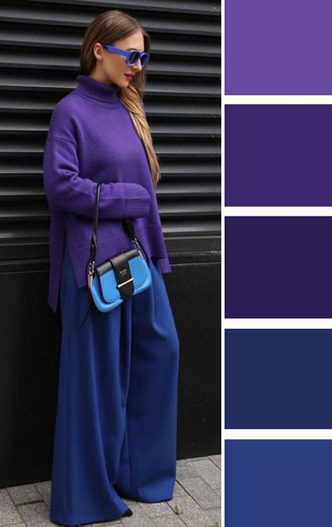 Complementary Colors Fashion, Katie Sturino, Moto Jacket Outfit, Deep Winter Colors, Purple Outfit, Colour Combinations Fashion, Color Combinations For Clothes, Woman Dresses, Purple Outfits