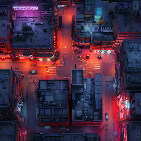 Cyberpunk Dnd Battlemap Cyberpunk Dnd Map, Cyberpunk Battlemap, Cyberpunk Slums, Cyberpunk Map, Cyberpunk Dnd, Cyberpunk Red, Cyberpunk Inspiration, Sci Fi Rpg, Cyberpunk Rpg