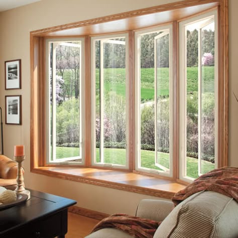 Expand your view with a bow replacement window from your local Pella Showroom. Bow Window Living Room, Bow Window Treatments, Good Living Room Colors, Bay Window Living Room, Affordable Windows, Slider Window, Window Treatments Living Room, Rustic Window, Door Replacement