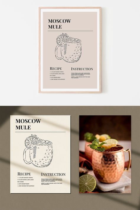 Moscow Mule Tattoo, Moscow Mule Poster, Mule Illustration, Moscow Mule Recipe Printable, Recipe Printable, Moscow Mule Recipe, Cocktail Sign, Signature Cocktail Sign, Mule Recipe