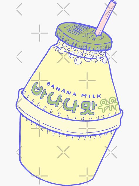 "Banana Milk" Sticker by LauraOConnor | Redbubble Milk Art, Banana Milk, Milk Coffee, Water Painting, Iphone Skins, Mini Art, Twitter Instagram, Affiliate Programs, Workout Tee