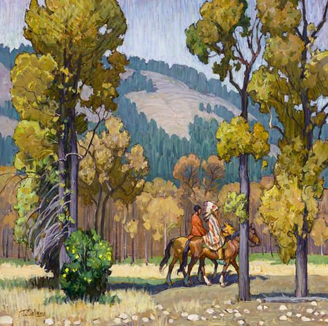 Tim Solliday, Cottonwood Riders, oil, 30 x 30. Tim Solliday, San Gabriel Valley, Valley Landscape, Western Artist, Art Magazine, Southwest Art, Western Art, Magazine Art, Wild West