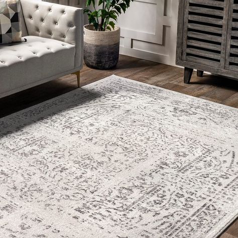 nuLOOM Arlena Vintage Traditional Area Rug, 5' x 8', Grey : Amazon.ca: Home Nuloom Rugs, Kitchen Grey, Rug Loom, Area Rug For Living Room, Turkey Design, Traditional Area Rug, Rug For Living Room, Antique Farmhouse, Dining Room Kitchen