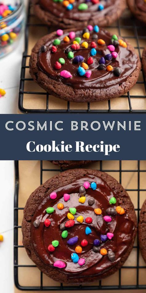 Cosmic Brownie Cookies - I Heart Eating Cosmic Brownie Cookies, Cosmic Cookies, Homemade Chocolate Ganache, Soft Chocolate Cookies, Whipped Buttercream Frosting, Savoury Bites, Sourdough Bakery, Soft Chocolate Cookie, Small Batch Cookies