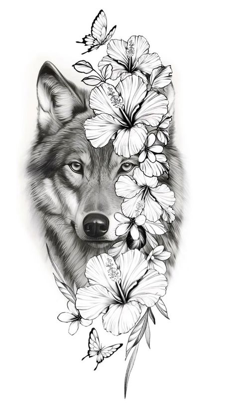 Two Wolves Tattoo, Grey Wolf Tattoo, Thigh Piece Tattoos, Wolf Tattoos For Women, Small Girly Tattoos, Hip Thigh Tattoos, Cross Tattoos For Women, Tattoos For Women Half Sleeve, Hip Tattoos Women