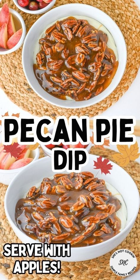 Pecan pie dip in a white bowl. Pecan Pie Dip Recipe, No Bake Pecan Pie, Pecan Pie Dip, Pumpkin Cheesecake Cookies Recipe, Pecan Dip, Pumpkin Cheesecake Cookies, Pineapple Cakes, Cobbler Recipes Easy, Pie Dip