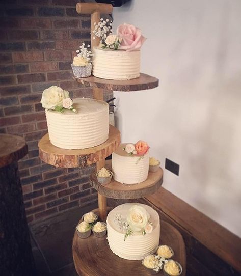 Wooden Tiered Cake Stand, Wooden Wedding Cake Stand, Cake Pillars, 4 Tier Wedding Cake, Holly Wedding, Wooden Cake Stands, Wood Cake Stand, Wedding Cake Tops, Wood Wall Art Diy