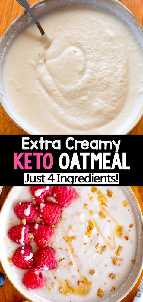 Easy Breakfast Low Carb, Keto Oats Overnight, Keto Hot Cereal Recipe, Sweet Low Carb Breakfast, Hot Oatmeal Recipes Breakfast, Low Carb Oatmeal Recipes, Keto Comfort Food Recipes, Carb Free Breakfast Ideas, Keto Baked Oatmeal