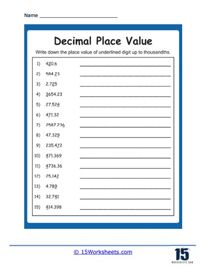 Decimal Place Value Worksheet, Write In Words, Standard Form Math, Value Worksheet, Decimals Addition, Decimal Place Value, Decimal Numbers, Place Value With Decimals, Math Decimals