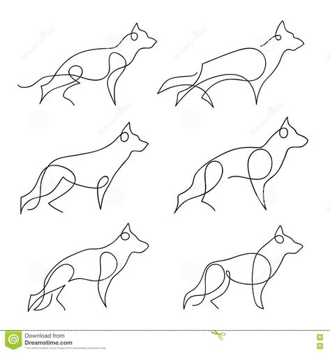 German Shepherd Tattoos, Gsd Tattoo, German Shepherd Tattoo, Dog Line Art, Minimalism Style, Dog Line, Design Silhouette, Simple Line Drawings, Heart Tattoo Designs