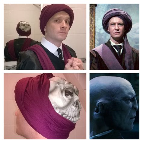 Professor Quirrell & Lord Voldemort! Fancy dress costume Harry Potter Professor Quirrell Costume, Lord Voldemort Costume, Voldemort Costume, Professor Quirrell, Harry Potter Fancy Dress, Harry Potter Dress Up, Easy Book Week Costumes, Harry Potter Day, Harry Potter Dress