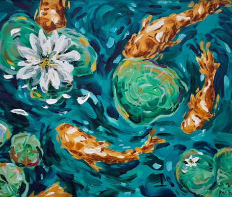 Some blob fish to calm your nerves #art #panting #acrylic #acrylicpainting #koifish #koi #koifishart Koi Pond Art, Pond Artwork, Blob Fish, Pond Painting, Koi Fish Pond, Garden Pond, Fish Pond, Impressionist Paintings, Koi Pond