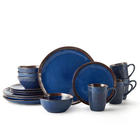 Fine China Dinnerware, Rustic Art Deco, Tall Floor Lamps, China Dinnerware Sets, Casual Entertaining, Blue Dinnerware, Stoneware Dinnerware Sets, Rustic Italian, Stoneware Dinnerware