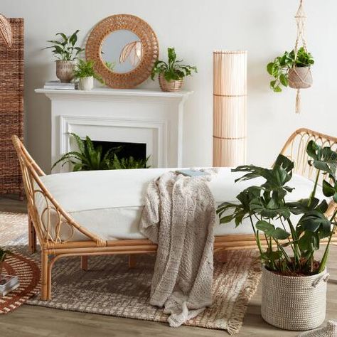 Natural Rattan Sleigh Mya Daybed Frame | World Market Wicker Daybed, Daybed Frame, Rattan Daybed, Daybed Design, Daybed Mattress, Rattan Headboard, The Home Edit, Relaxation Room, Cost Plus World Market