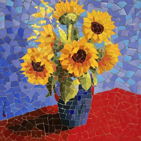 Smalti Mosaic, Realistic Flower Drawing, Sunflower Mosaic, Paper Mosaic, Mosaic Art Projects, Mosaic Tile Art, Mosaic Murals, Collage Art Projects, Flower Collage