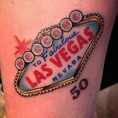 Club Tattoo on Instagram: “What happens in Vegas doesn’t always stay in Vegas! 😉🎰 Super fun 50th birthday tattoo from @juniorwerks at @clubtattoolasvegas ♣️ . . .…” Tiny Vegas Tattoos, Vegas Tattoo Ideas, Small Las Vegas Tattoo, Las Vegas Tattoo, Welcome To Las Vegas Tattoo, Tattoos Las Vegas, Viva Las Vegas Tattoo, Las Vegas Tattoo Ideas, $10 Tattoo Las Vegas