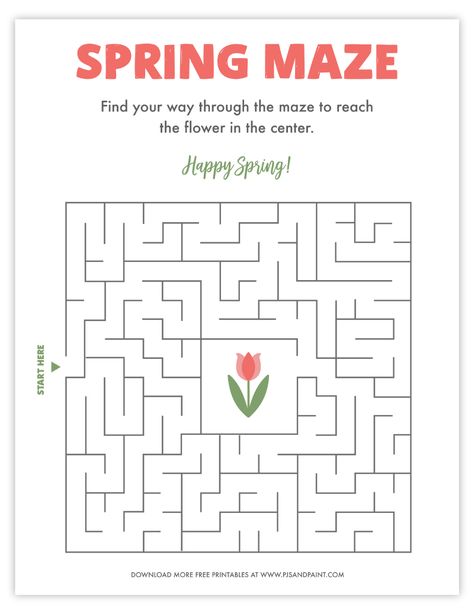 free printable spring maze Free Printable Mazes, Mazes For Kids Printable, Maze For Kids, Christmas Maze, Spring Worksheet, Free Printable Puzzles, Printable Mazes, Free Kids Coloring Pages, Spring Games