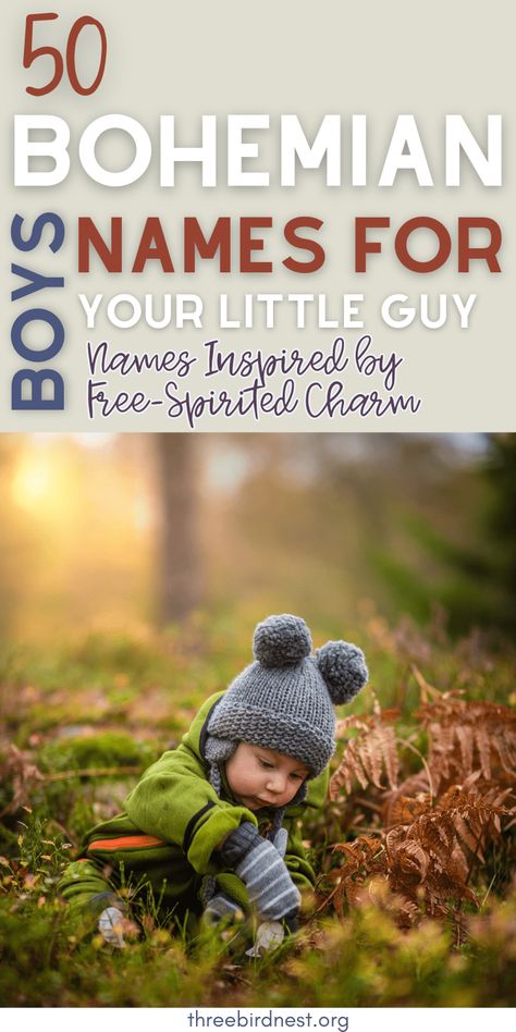 Discover 50 enchanting Bohemian boy names, each intricately woven with nature, mythology, and free-spirited charm. From the celestial vibes of Orion to the earthy resonance of River, explore a collection that transcends mere names, inviting you to embrace a lifestyle of creativity, joy, and harmonious connection with the world. Boho boy names, bohemian boy names, cute boy names, modern boy names, hippy boy names, boy names list, free spirited boy names. Witchy Boy Names, Ethereal Boy Names, Celestial Boy Names, Rustic Baby Names, Boho Boy Names, Nature Boy Names, Hipster Boy Names, Hippie Baby Names, Most Unique Baby Names