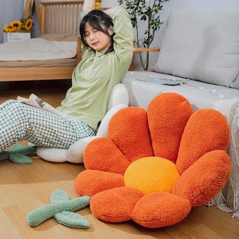 Office One-pice Lovely Chair Cushions Soft Floor Mattress Living Room Decorations Soft Sofa Lumbar Pillow Flower Cushion - Cushion - AliExpress Flower Bean Bag, Daisy Pillows, Comfy Pillows, Plush Sofa, Soft Flooring, Giant Flowers, Sofa Throw Pillows, Flower Pillow, Cute Plush