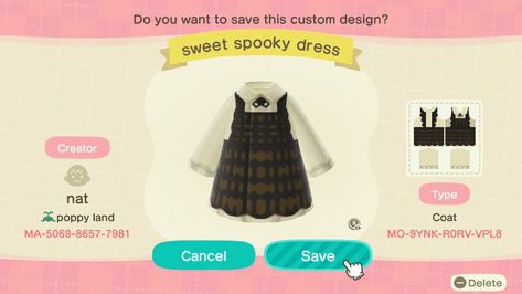 Animal Crossing Design Codes Dress, Animal Crossing Dark Academia, Animal Crossing Custom Design Clothes, Animal Crossing Fashion, Animal Crossing Custom Design, Acnh Fashion, Animal Crossing Custom Designs, Acnh Outfits, Clothing Codes