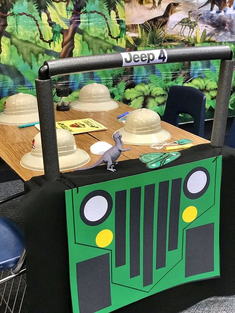 Dinosaur Float Ideas, Jungle Room Transformation, Jurassic Park Dramatic Play, Jurassic Park Room Transformation, Dinosaur Room Transformation, Jungle Classroom Transformation, Safari Classroom Transformation, Jurassic Park Classroom Transformation, Dinosaur Classroom Transformation