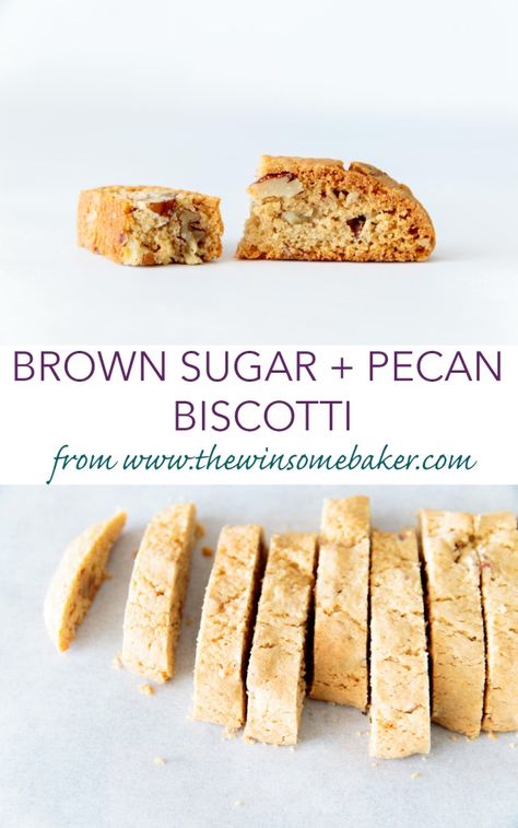 WELLINGTON BAKEHOUSE - Brown Sugar + Pecan Biscotti Pecan Biscotti Recipe, Pecan Biscotti, Best Biscotti Recipe, Gluten Free Biscotti, Sugared Pecans, Biscotti Cookies, Biscotti Recipe, Cozy Coffee, Italian Cookies