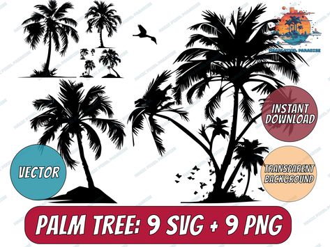 Check out the coolest palmtree designs in town! 🌴🌅 Perfect for your next tropical project or to spice up your home decor. Get your Palmtree SVGs, prints, and bundles now on my Etsy shop! 🛍️ #palmtree #tropicalvibes #homedecor #cricut #etsyshop Tropical Png, Palm Tree Svg, Tree Svg, Sunset Beach, Tropical Vibes, Digital Cut File, Tree Print, Vector Background, Beach Sunset