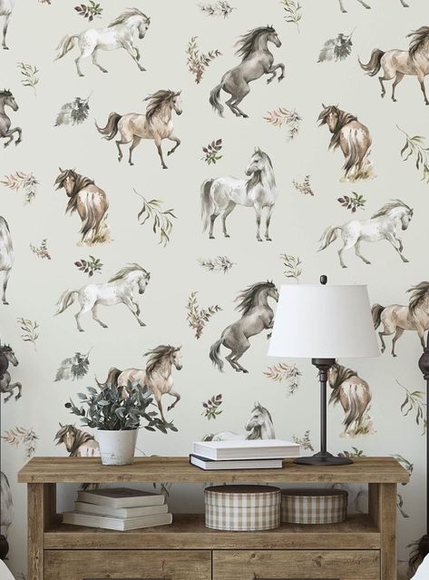 This Wallpaper item by CuratedWall has 293 favorites from Etsy shoppers. Ships from Canada. Listed on Sep 7, 2024 Horse Themed Bedrooms, Horse Bedroom, Horse Nursery, Up Wallpaper, Horse Room, Dream Wallpaper, Vinyl Roll, Free Horses, Horse Wallpaper