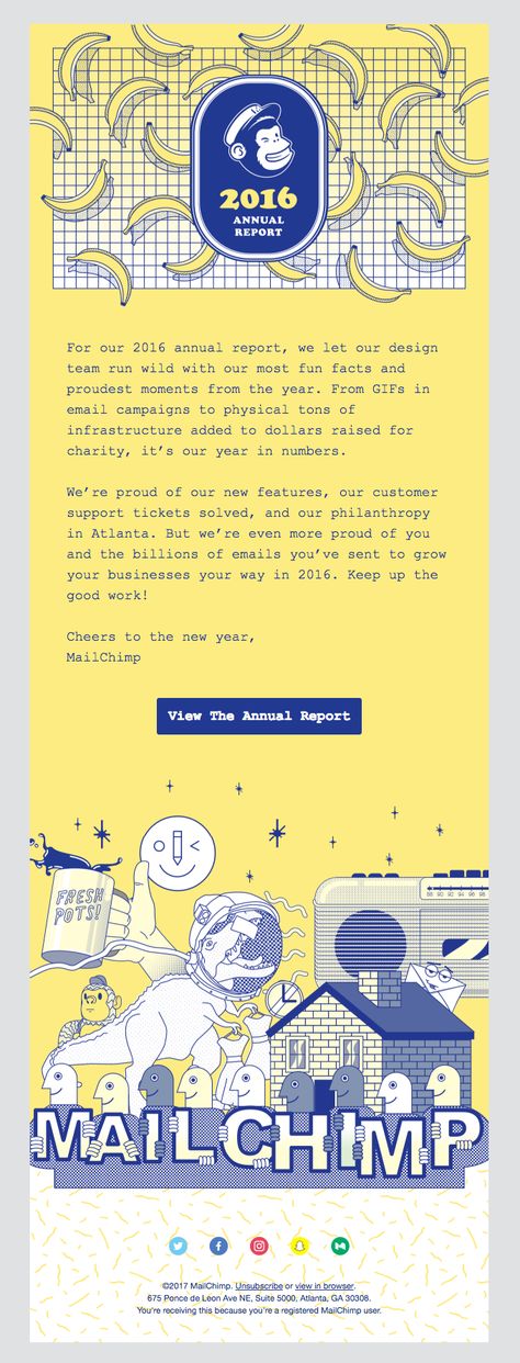 Our 2016 annual report | Really Good Emails Mailchimp Design, Newsletter Design Inspiration, Mail Chimp Templates, Email Layout, Newsletter Design, Best Email, You Better Work, Email Design, Email Campaign