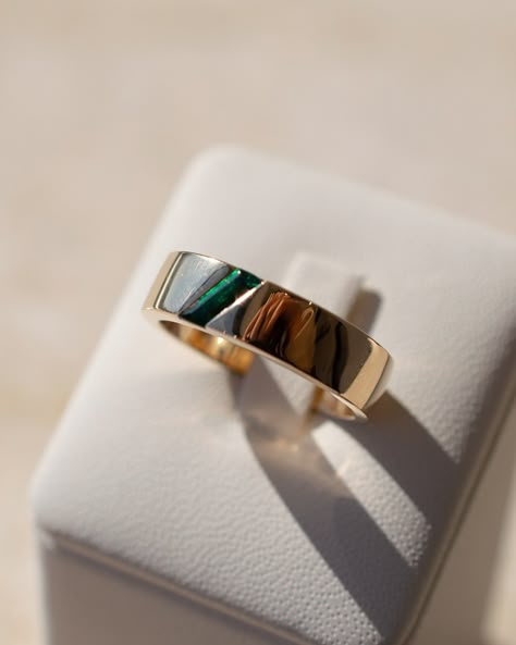 One of our most popular men's wedding band designs! Mens Wedding Bands With Stones, Unique Mens Wedding Bands, Air Force Wedding, Gem Stone Ring, Engagement Ring For Him, Men Wedding Band, Emerald Wedding Band, Mens Wedding Bands Unique, Never Getting Married