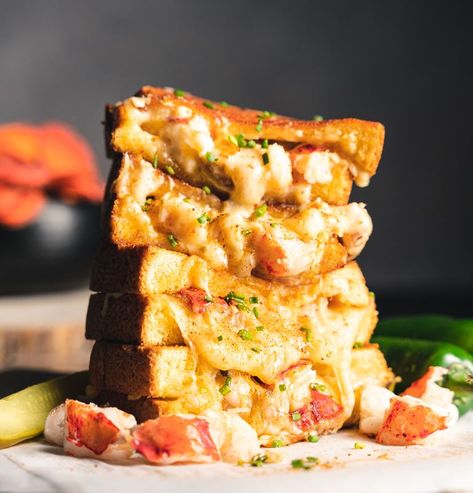 Lobster Grilled Cheese Sandwich, Crab Grilled Cheese Sandwiches, Lobster Panini, Salmon Grilled Cheese, Crab Grilled Cheese, Grilled Cheese Food Truck, Lobster Grilled Cheese, Lobster Grilled, Sandwiches Grilled