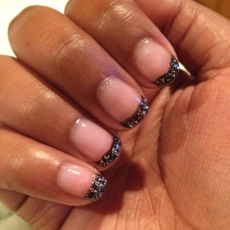 Black French tip with Sparkles French Manicure Nails Black, Black French Tip, Black French Tips, French Manicure Nails, Manicure Nails, Black French, So Me, Nails Black, French Manicure