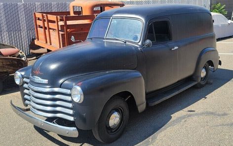 This solid 1951 Chevrolet panel van just needs completing. Will you finish it? #Chevrolet Chevy Trucks For Sale, Street Rodder, Chevy 3100, Panel Truck, Travel Van, Pontiac Gto, Work Truck, Trucks For Sale, Chevy Trucks