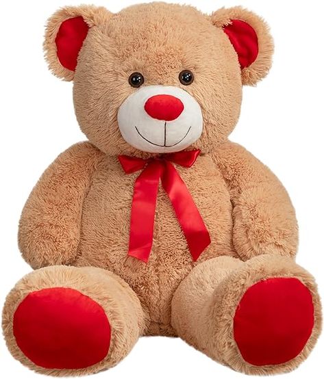 Amazon.com: WENMOTDY Huge Teddy Bear Stuffed Animal Giant Teddy Bear Plush with Red Ribbon Bow Valentine's Day Plush Toy Gift for Girlfriend and Kids 36 inch Tan : Toys & Games Huge Teddy Bear, Teddy Bear Big, Huge Teddy Bears, Giant Stuffed Animals, Large Teddy Bear, Big Teddy Bear, Big Gift, Giant Teddy Bear