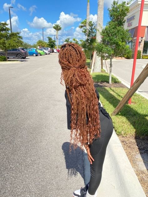 Goddess braids #cutehairstyle #hairideas #hairstyleideas Ginger Bohemian Braids, Bohemian Goddess Braids, Messy Braided Hairstyles, Dark Ginger Hair, Ginger Braids, Braid Extensions, Curly Head, Braided Hairstyles For Black Women Cornrows, Bohemian Braids