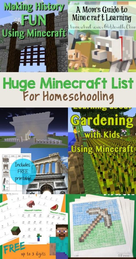 HUGE list of Minecraft homeschooling resources. Lots of subjects covered! Check it out! Minecraft Classroom, Minecraft Activities, Minecraft School, Relaxed Homeschooling, Homeschooling Tips, Homeschooling Resources, Homeschool Inspiration, Homeschool Classroom, Homeschool Help