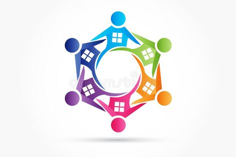 Real estate teamwork people houses logo. Teamwork people houses logo symbol of real estate team partners unity concept vector image design colored houses people royalty free illustration Colored Houses, Building Logo, Real Estate Team, Logo Symbol, Free Illustration, People Illustration, Home Logo, Team Building, Free Illustrations