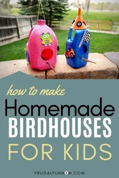 Learn how to make a homemade bird house with your kids! | Looking for ideas on how to make homemade birdhouses for kids? This is another fun activity to do with your kids this summer! My kids are obsessed with wildlife being in our yard, and loved to make milk carton bird house diy! In this post, you’ll learn how to make milk carton bird houses | #smallmilkcartonbirdhouse #milkcartonbirdhousekids Diy Birdhouse For Kids, Homemade Bird Houses Diy, Milk Jug Bird House, Easy Birdhouses For Kids To Make, Bug Houses For Kids To Make, Milk Carton Birdhouse, Milk Carton Bird House, Bird Feeders Milk Carton, Milk Carton Bird Feeder