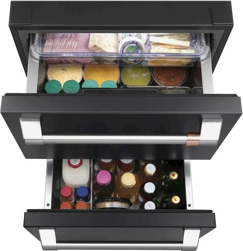 Café 5.7 Cu. Ft. Built-In Dual-Drawer Refrigerator Matte Black CDE06RP3ND1 - Best Buy Beer Fridge, Foods And Drinks, Beverage Centers, Refrigerator Drawers, Barbeque Grill, Outdoor Refrigerator, Washer Dryer Combo, Maker Shop, Warming Drawer