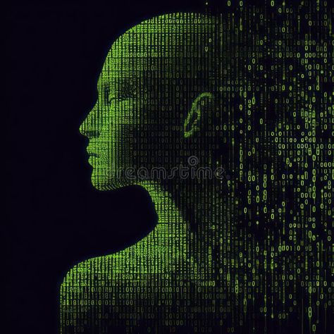 Human silhouette made from binary codes in green color on solid black background. ai generative royalty free stock photos Binary Code Aesthetic, Coding Pictures, Binary Code Art, Design Learning, Binary Number, Earth Day Posters, Solid Black Background, Number Art, Binary Code